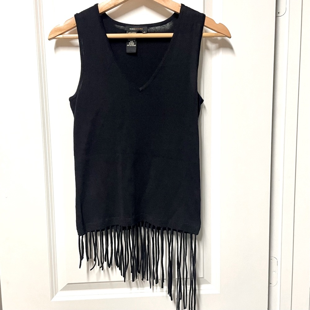 BCBG MaxAzria Fringe V-Neck Tank